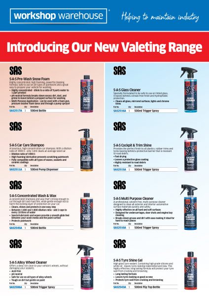 SAS Valeting & Detailing Range A4 2pp Leaflet