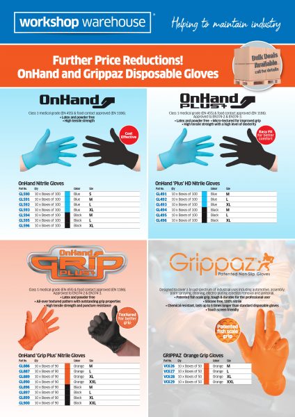 OnHand / Grippaz Gloves A4 Leaflet