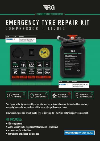 RG Emergency Tyre Repair Kit (Email, LinkedIn, A4 Leaflet)